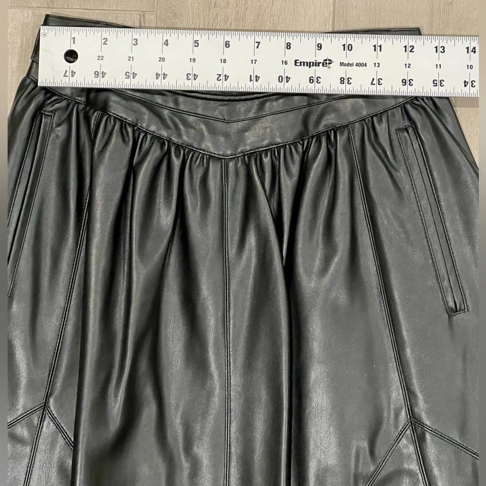 Zara Black Faux Leather Midi Skirt Size XS